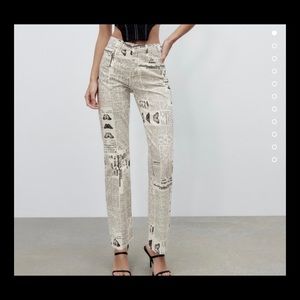 Zara news print jeans size 8